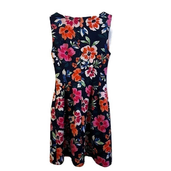 Vince Camuto Floral Sleeveless Scuba Fit and Flare Dress Navy Size 4 - Picture 2 of 6